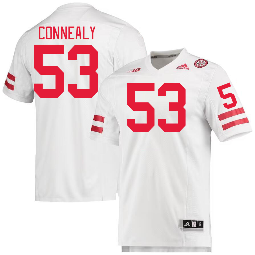 Men #53 Conor Connealy Nebraska Cornhuskers College Football Jerseys Stitched Sale-White